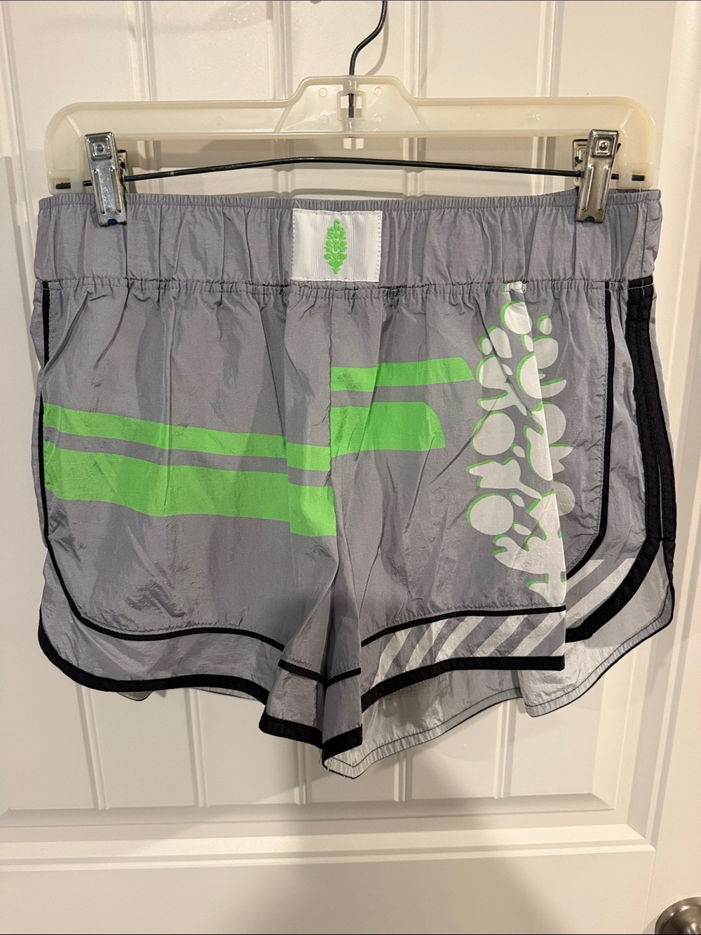 FP Movement Women’s Athletic Running Shorts - Gray with Neon Green Accents